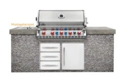 Napoleon Prestige Pro 665-3 Edelstahl Einbaugrill Gas - Inkl. Drehspieß - Modell 2023 -Natur Erlebnis Napoelon Prestige Pro 665 Einbaugrill Montagebeispiel 1
