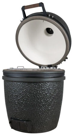 The Bastard Keramikgrill VX Large - Solo - Schwarz Matt - Modell 2023 -Natur Erlebnis The Bastard VX Keramikgrill Large Solo offen rechts